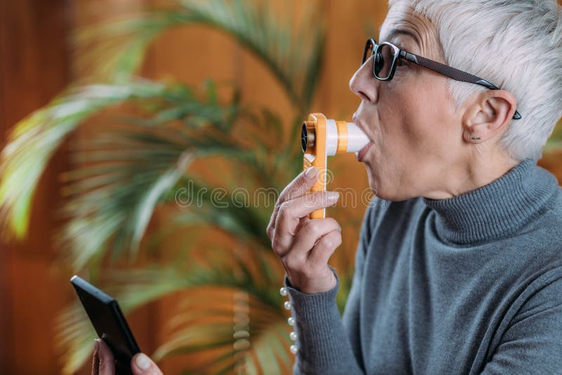 Portable Digital Spirometer, Blowing Test for Lungs, Forced Expiratory Volume and Peak Expiratory Flow Rate royalty free stock photos