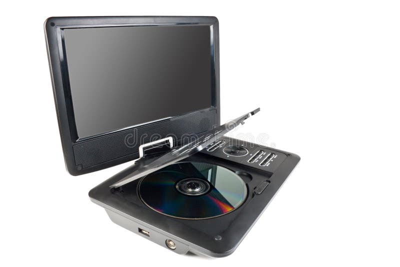 Portable Silver DVD Player stock photo. Image of video 1663278
