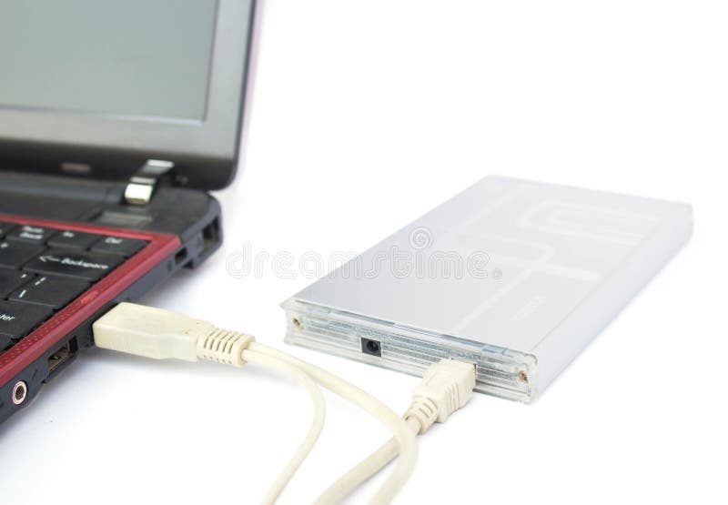 Portable Hard Drive and Laptop Computer Stock Image Image of closeup
