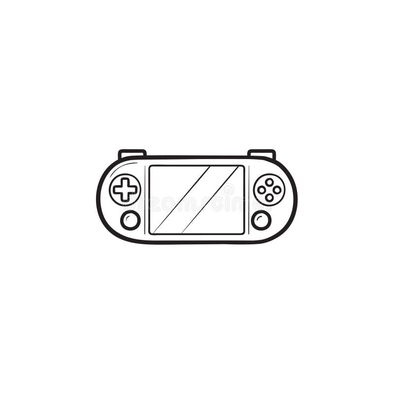 Portable Video Game Console Hand Drawn Outline Doodle Icon. Stock