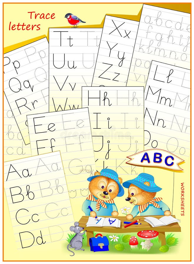 Portada Del Libro Escolar Para Niños Con Ejercicios. Aprender a Trazar  Letras De Alfabeto. Volver a La Escuela. Libro De Abc Con P Ilustración del  Vector - Ilustración de desarrollo, trazo: 231871721