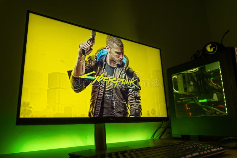 Sarajevo, Bosnia and Herzegovina - December 9, 2020: Cyberpunk 2077 open-world, action-adventure cover on computer display. Sarajevo, Bosnia and Herzegovina - December 9, 2020: Cyberpunk 2077 open-world, action-adventure cover on computer display