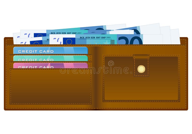 Portafoglio con la banconota dell'euro venti illustrazione vettoriale Portafoglio con la banconota dell'euro venti illustrazione vettoriale