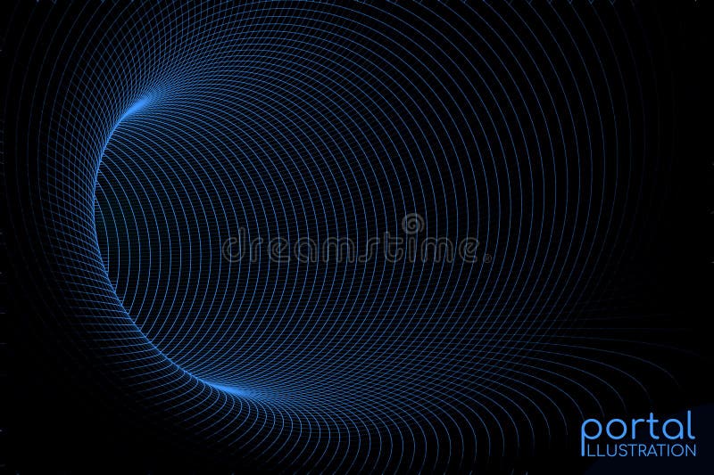 Portal illustration. Digital plexus of glowing lines and dots. Futuristic digital background for Science and technology royalty free illustration
