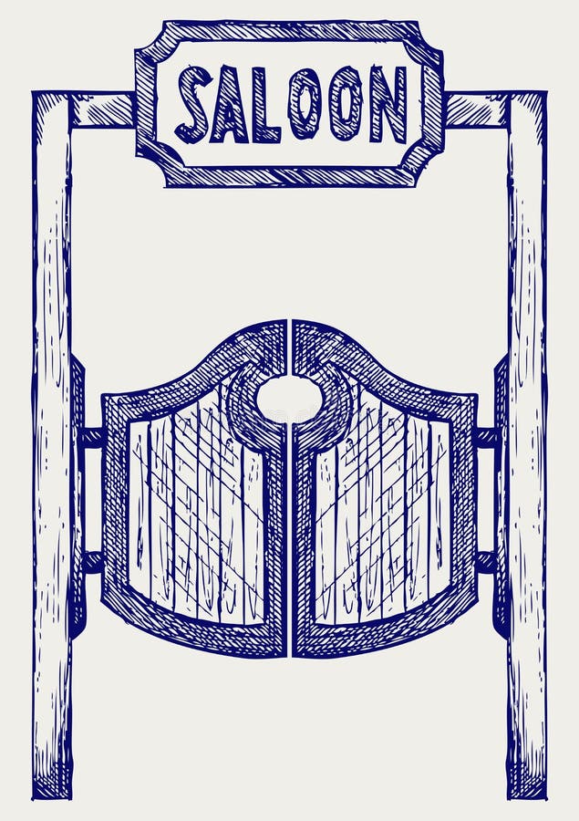 Portas de balanço ocidentais velhas do bar ilustração stock Portas de balanço ocidentais velhas do bar ilustração stock