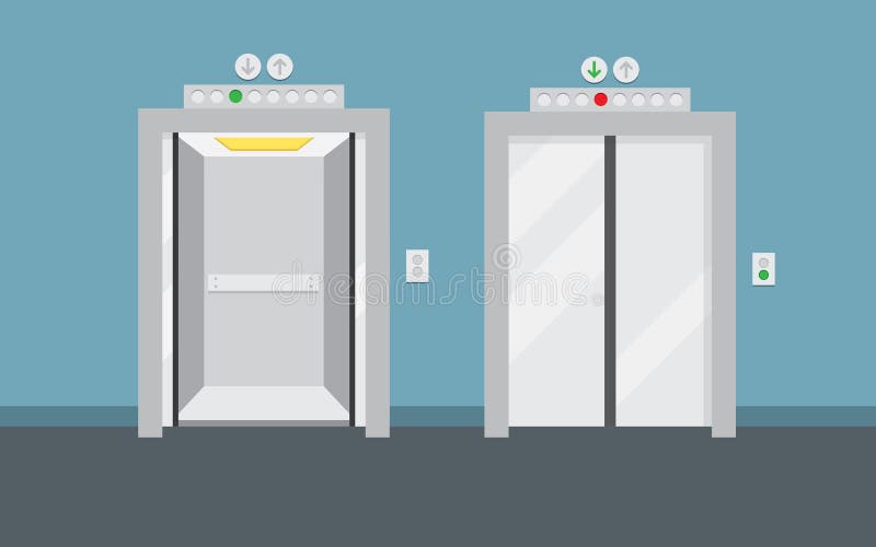 Porte aperte e chiuse dell'elevatore illustrazione di stock Porte aperte e chiuse dell'elevatore illustrazione di stock