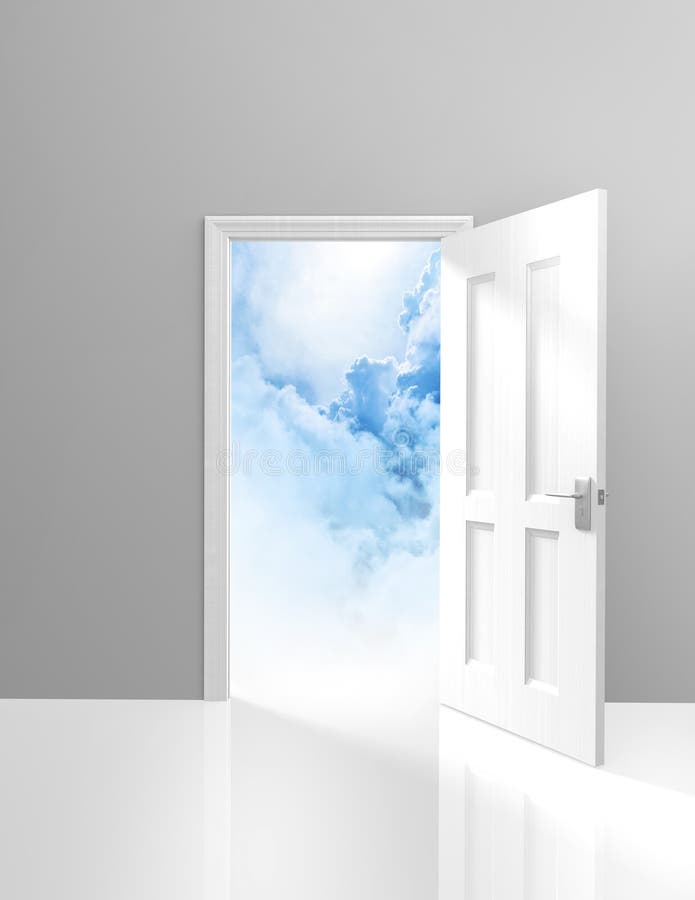 Porte au ciel, à la spiritualité et au concept d'éclaircissement d'une porte ouverte aux nuages rêveurs illustration de vecteur Porte au ciel, à la spiritualité et au concept d'éclaircissement d'une porte ouverte aux nuages rêveurs illustration de vecteur