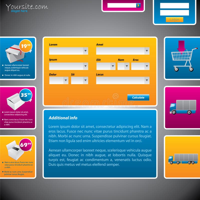 Modelo de website para portes e transporte ilustração stock