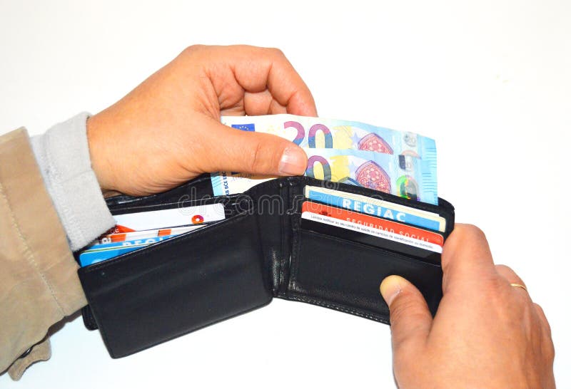 Portefeuille avec des cartes de crédit d'argent et, capital photos libres de droits Portefeuille avec des cartes de crédit d'argent et, capital photos libres de droits