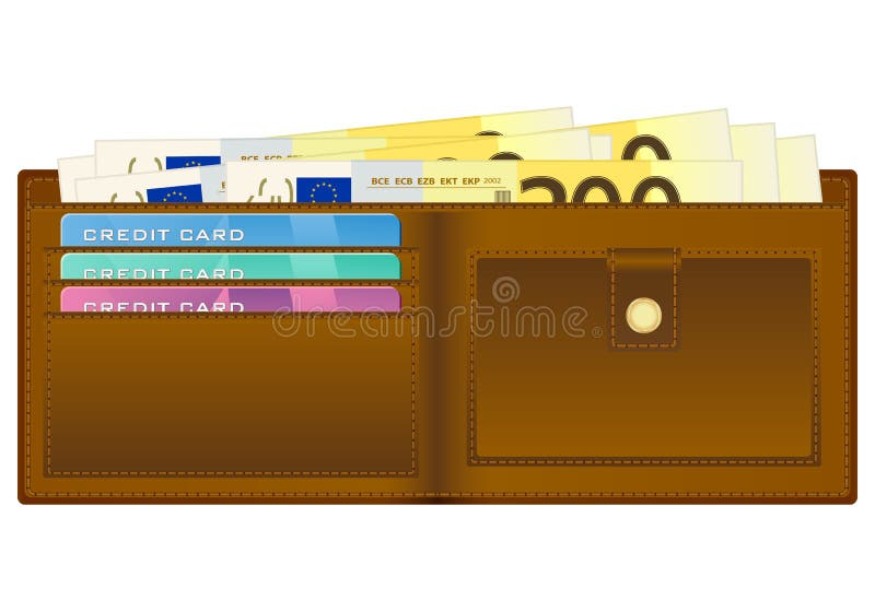 Portefeuille avec le billet de banque de l'euro deux cents illustration stock Portefeuille avec le billet de banque de l'euro deux cents illustration stock