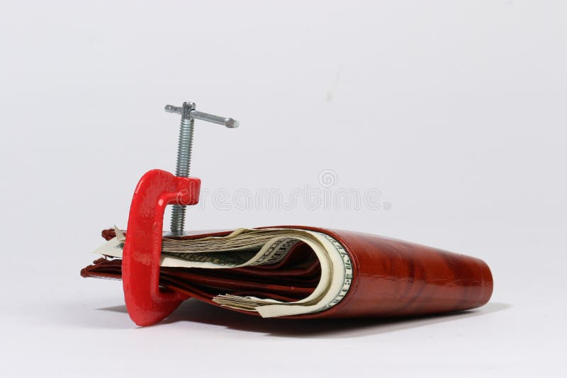 Wallet clamped with money secure concept. Wallet clamped with money secure concept