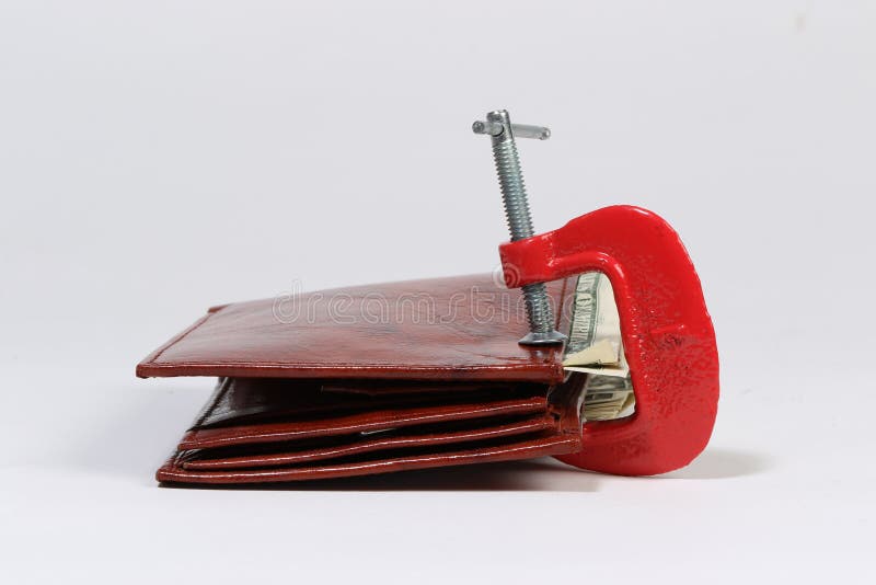 Wallet clamped with money secure concept. Wallet clamped with money secure concept