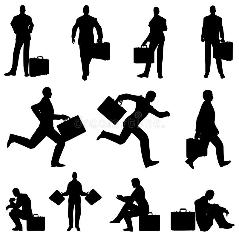 portföljaffärsmansilhouettes stock illustrationer portföljaffärsmansilhouettes stock illustrationer