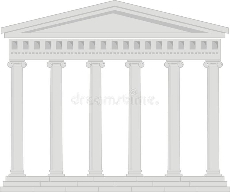 Illustration of architectural element - Portico (Colonnade), an ancient temple: vector, grey, isolated, white background. Illustration of architectural element - Portico (Colonnade), an ancient temple: vector, grey, isolated, white background