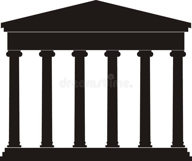 Illustration of architectural element - Portico (Colonnade), an ancient temple: black, isolated vector, white background. Illustration of architectural element - Portico (Colonnade), an ancient temple: black, isolated vector, white background