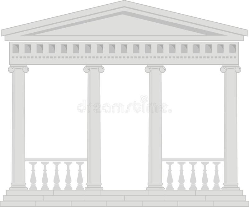 Illustration of architectural element - Portico (Colonnade), an ancient temple: isolated vector, white background. Illustration of architectural element - Portico (Colonnade), an ancient temple: isolated vector, white background