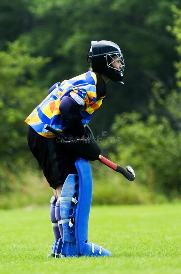 Portiere del hokey di campo fotografie stock libere da diritti
