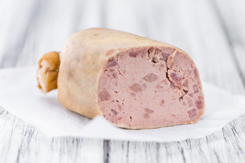 Portion of Liverwurst German Cuisine Selective Focus Stock Photo