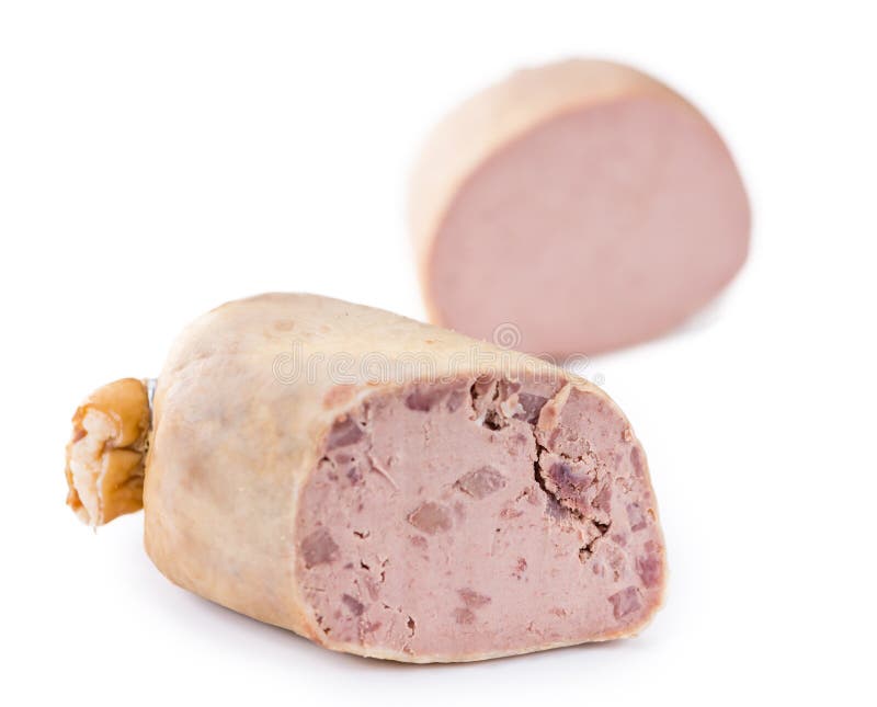 Portion of Liverwurst German Cuisine on Wooden Background Sel Stock