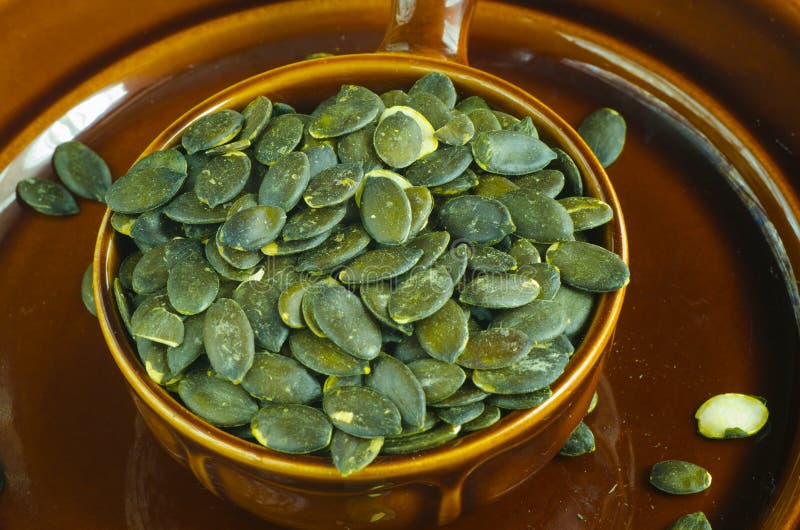 Portion of Pumpkin Seeds in Bowl Stock Photo Image of nutrition