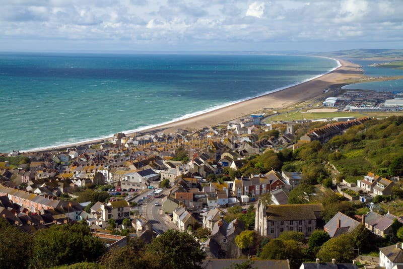 Dorset Coastline View of West Bay and Chesil Beach Stock Image Image