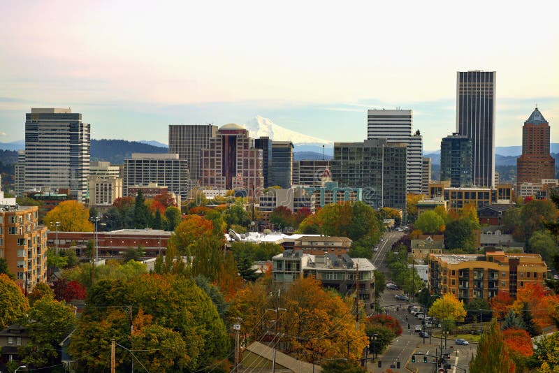 Portland Downtown Cityscape in the Fall royalty free stock photo Portland Downtown Cityscape in the Fall royalty free stock photo