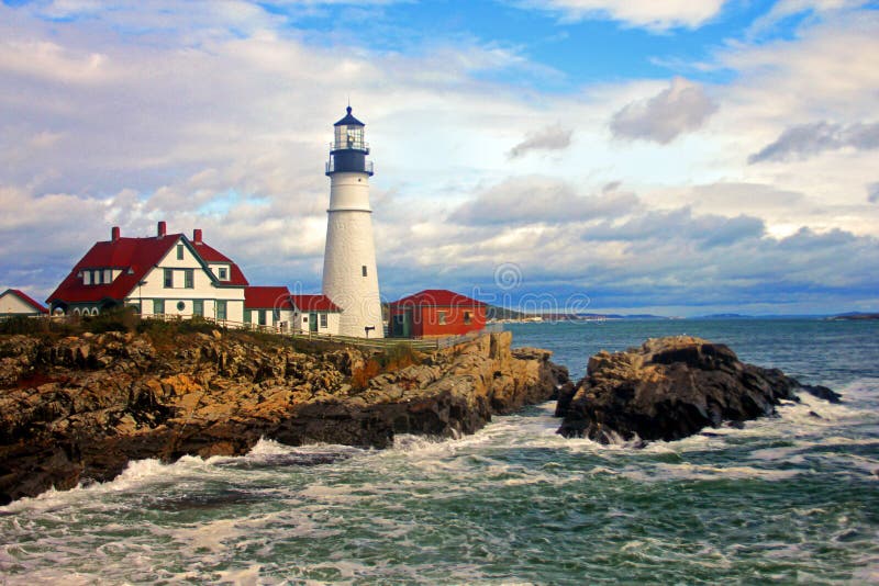 Portland huvudfyr, udde Elizabeth, Maine arkivbild Portland huvudfyr, udde Elizabeth, Maine arkivbild