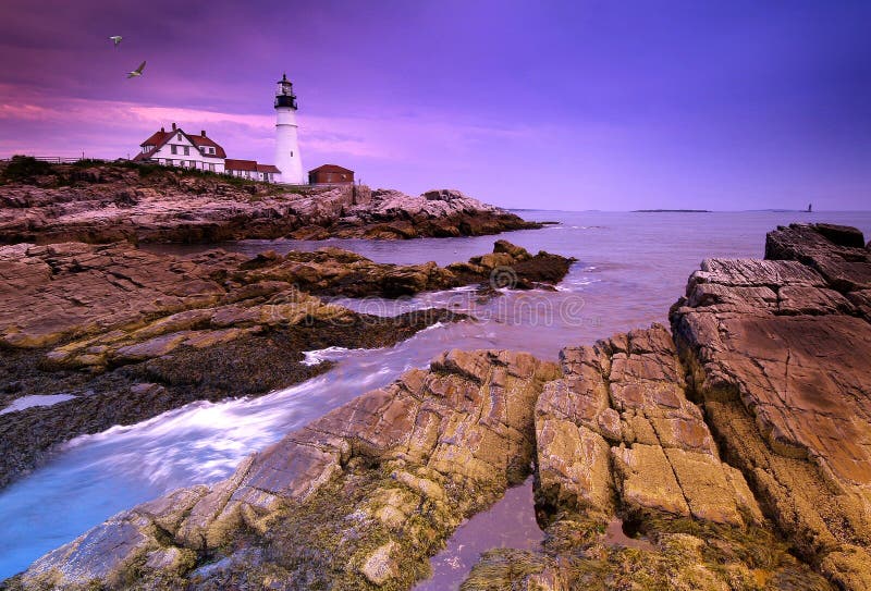 Portland Light stock image. Image of northeast, rocky 1535867