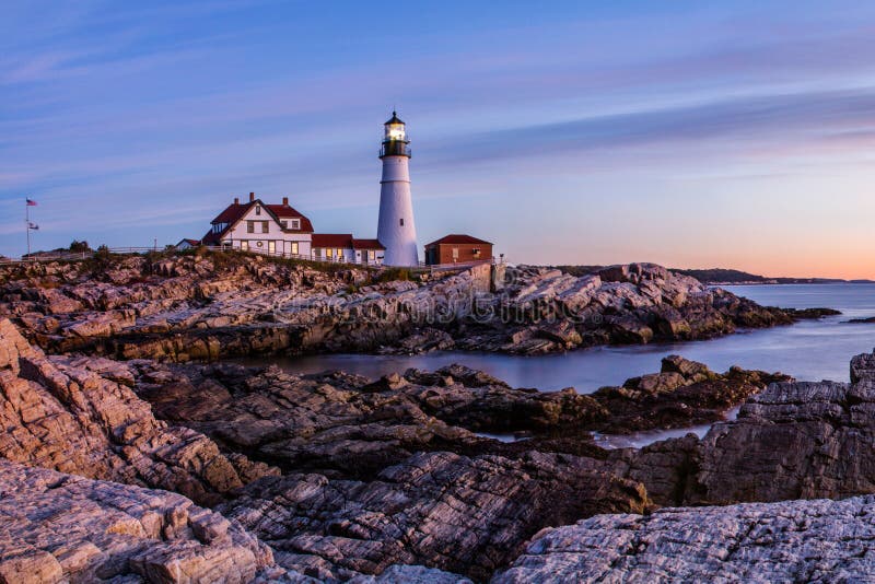 Portland Lighthouse at Dawn stock photography Portland Lighthouse at Dawn stock photography