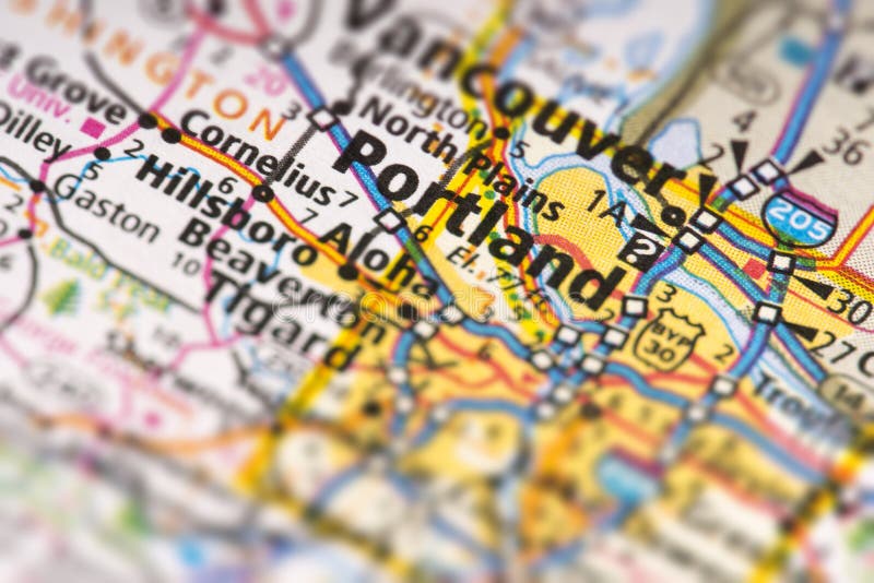 Portland Oregon Auf Karte Stockbild Bild Von Papier