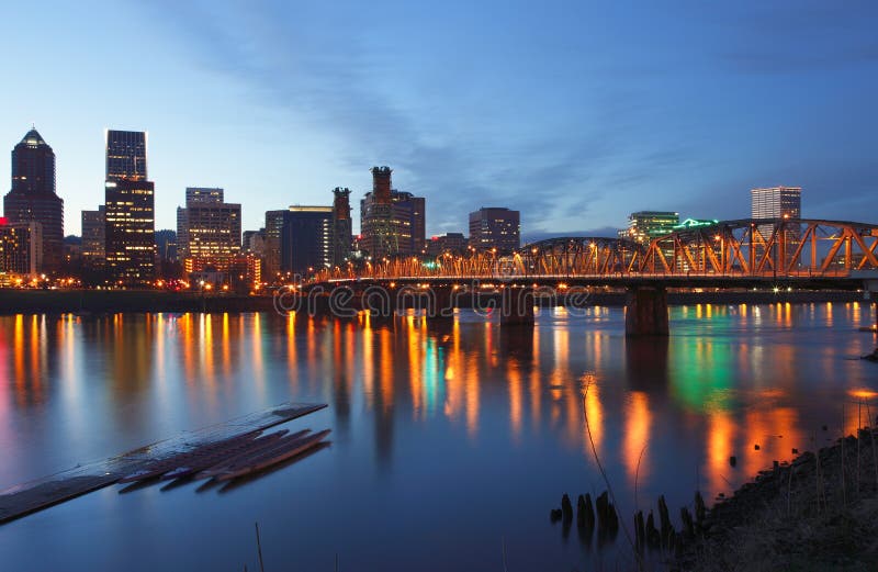 Portland Oregon at dusk.