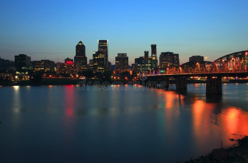 Portland Oregon at dusk.