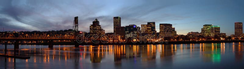 Portland Oregon Panorama at dusk.