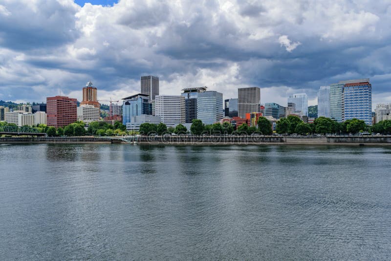 Downtown Portland, Oregon skyline from the Willamette River. Koin tower portland oregon stock images, royalty-free photos and pictures