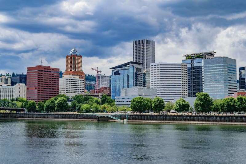 Downtown Portland, Oregon skyline from the Willamette River. Koin tower portland oregon stock images, royalty-free photos and pictures