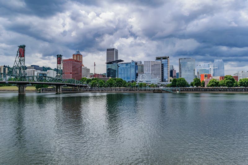 Downtown Portland, Oregon skyline from the Willamette River. Koin tower portland oregon stock images, royalty-free photos and pictures