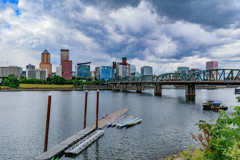 Downtown Portland, Oregon skyline from the Willamette River. Koin tower portland oregon stock images, royalty-free photos and pictures