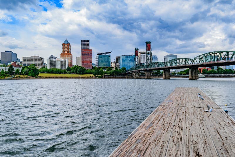 Downtown Portland, Oregon skyline from the Willamette River. Koin tower portland oregon stock images, royalty-free photos and pictures