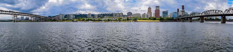 Downtown Portland, Oregon skyline from the Willamette River. Koin tower portland oregon stock images, royalty-free photos and pictures