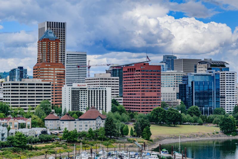 Downtown Portland, Oregon skyline from the Willamette River. Koin tower portland oregon stock images, royalty-free photos and pictures