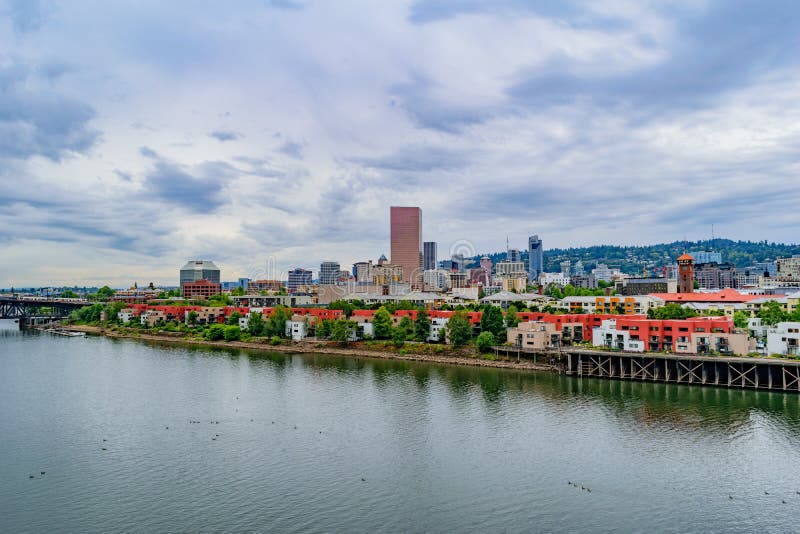Downtown Portland, Oregon skyline from the Willamette River. Koin tower portland oregon stock images, royalty-free photos and pictures