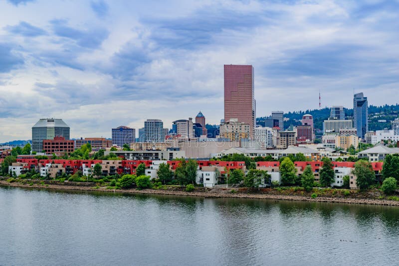Downtown Portland, Oregon skyline from the Willamette River. Koin tower portland oregon stock images, royalty-free photos and pictures