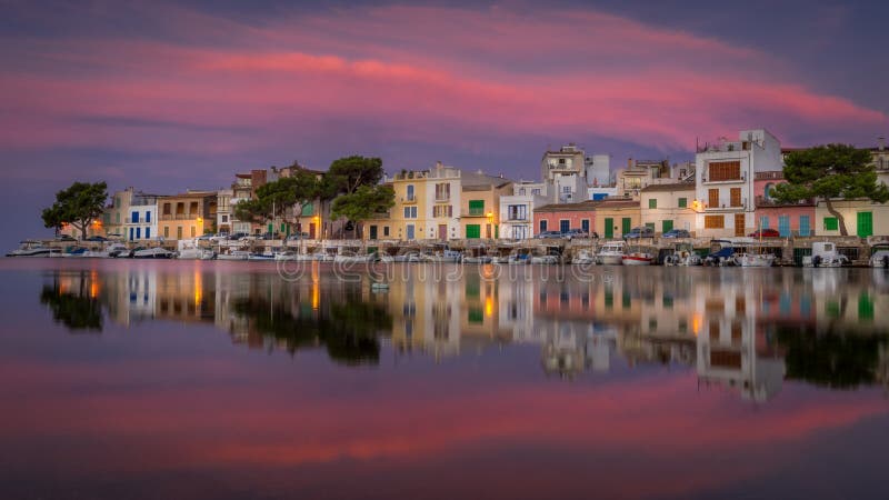 Porto Colom Mallorca Spanje zonsopgang royalty-vrije stock afbeelding Porto Colom Mallorca Spanje zonsopgang royalty-vrije stock afbeelding