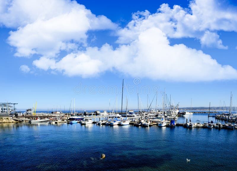 Harbor at Monterey Bay at the wharf on Cannery Row, Monterey, California. Harbor at Monterey Bay at the wharf on Cannery Row, Monterey, California