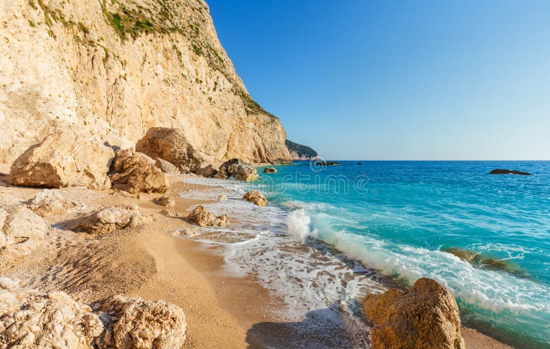 Porto Katsiki Beach, Lefkada, Greece Stock Image - Image of glow ...