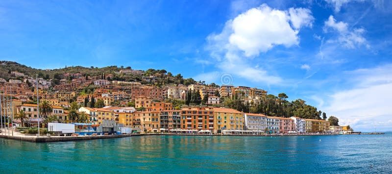 Porto Santo Stefano seafront panorama. Argentario, Tuscany, Ita