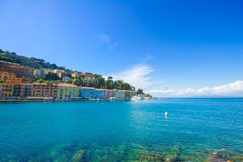 Porto Santo Stefano seafront promenade. Argentario, Tuscany, Italy.