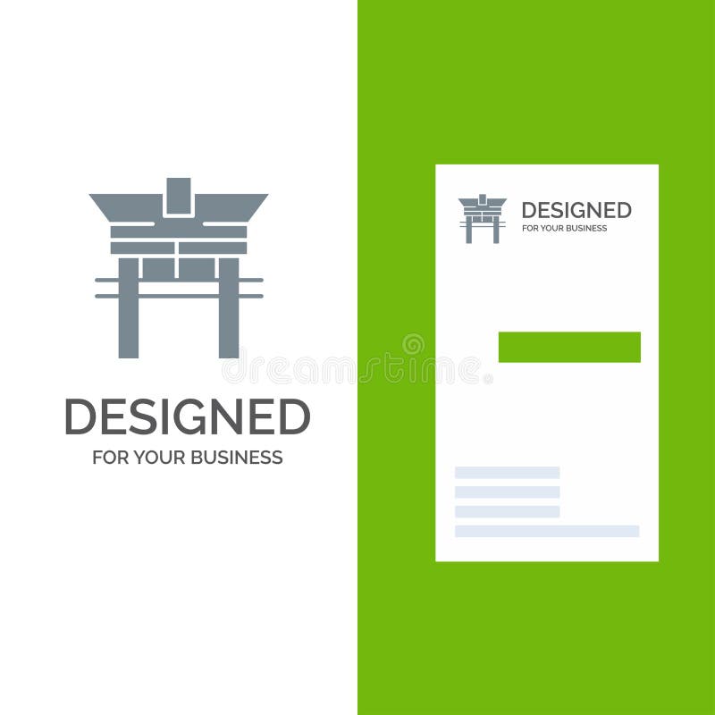 Portone, ponte, la Cina, cinese Grey Logo Design e modello del biglietto da visita illustrazione di stock Portone, ponte, la Cina, cinese Grey Logo Design e modello del biglietto da visita illustrazione di stock