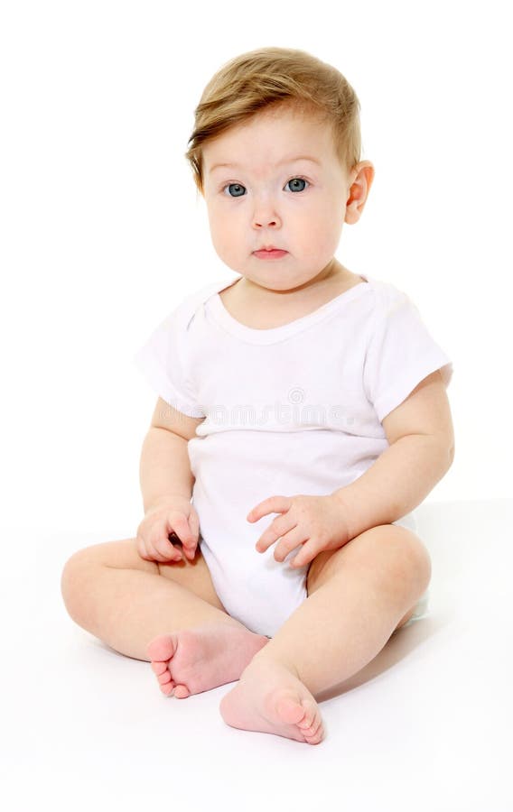 Infant Child Baby Toddler Sitting Crawling Backwards Stock Photo ...