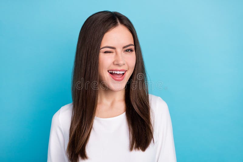 Girl Eyes, Eyes on a White Background. a Glance, a Wink Stock